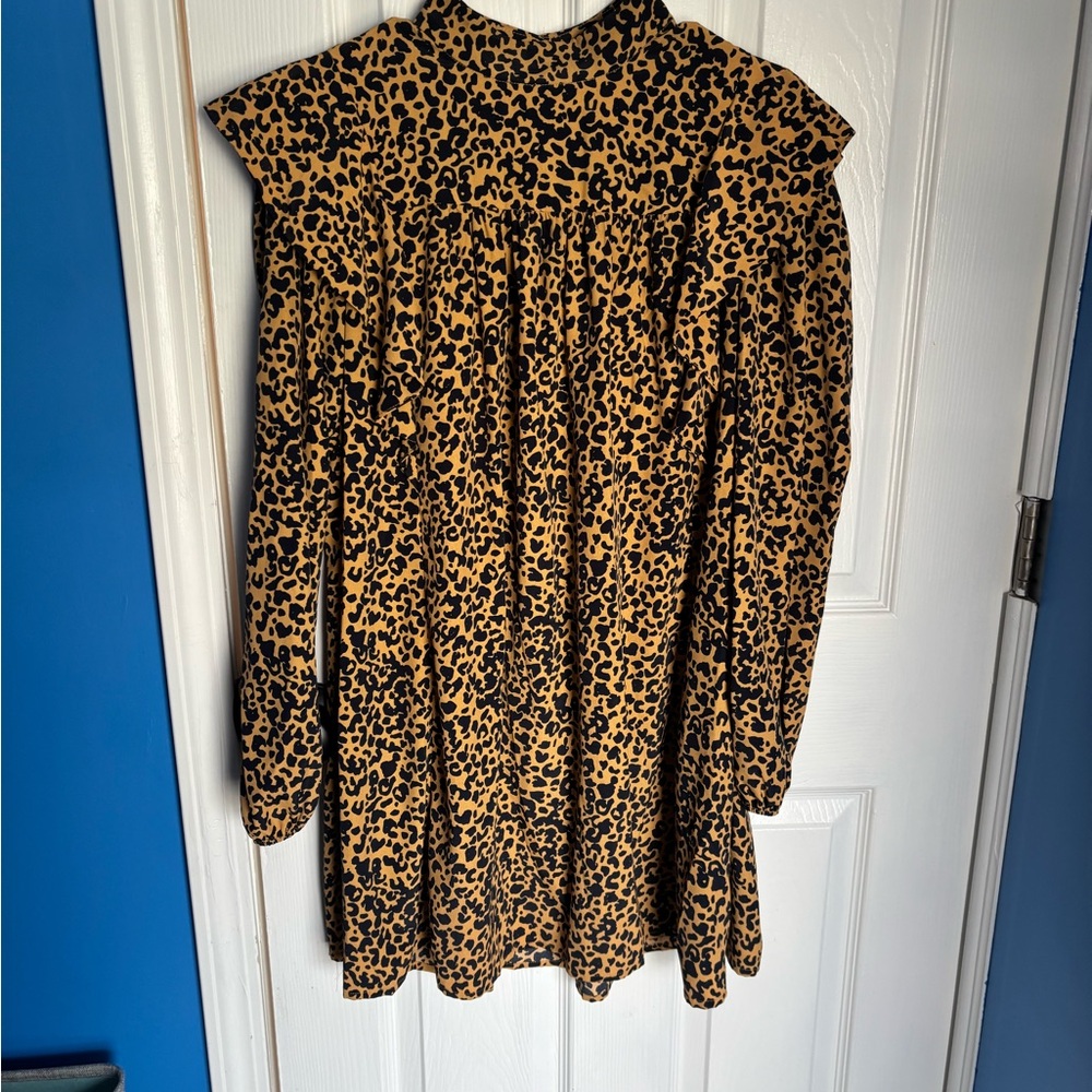 Wayf Animal Print Blouse in Black and Tan